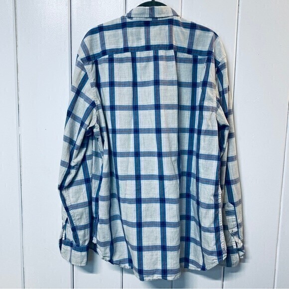 Old‎ Navy Men’s Plaid Button Down Shirt, Size XL, White Blue* - Picture 2 of 6